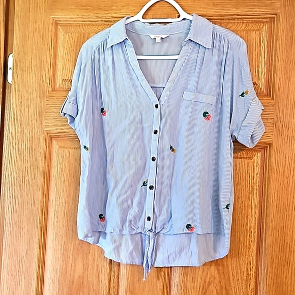 Candie's vintage button up tie front top sz. L - Picture 1 of 6